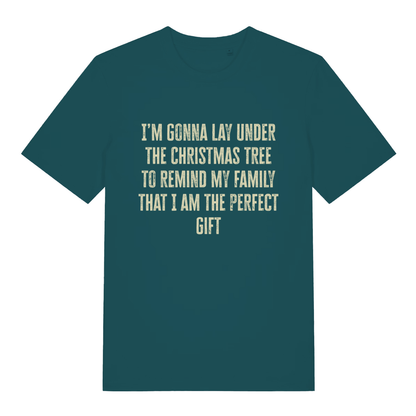 Stargazer Perfect Gift Under The Tree funny Christmas slogan t-shirt showing distressed festive slogan  