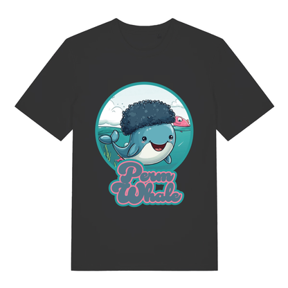 Black Perm Whale funny graphic t-shirt with cute afro whale design  