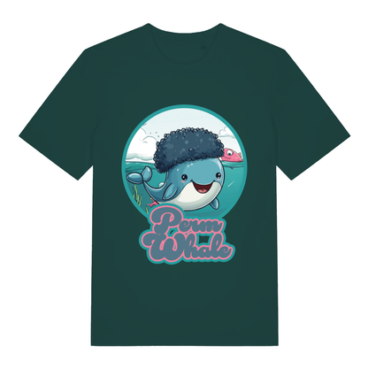 Green Perm Whale funny graphic t-shirt featuring kawaii sperm whale pun  