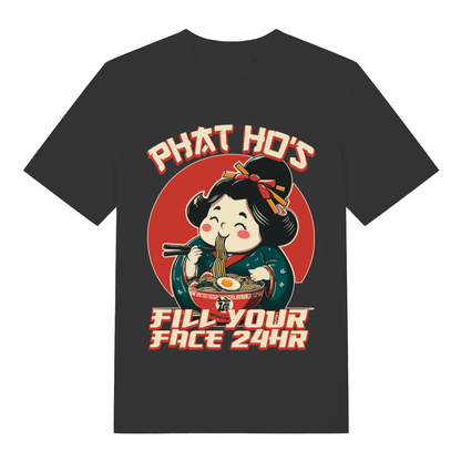 Black Phat Ho’s Fill Your Face funny graphic t-shirt with cute ramen girl design  