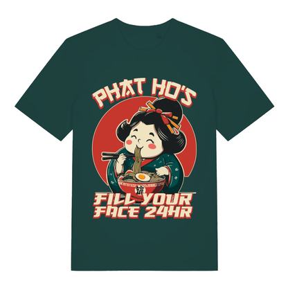Green Phat Ho’s Fill Your Face funny graphic t-shirt with retro foodie artwork  