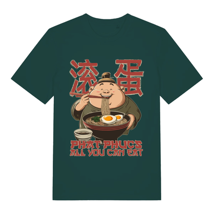 Green Phat Phucs All You Can Eat funny graphic t-shirt with retro foodie artwork  