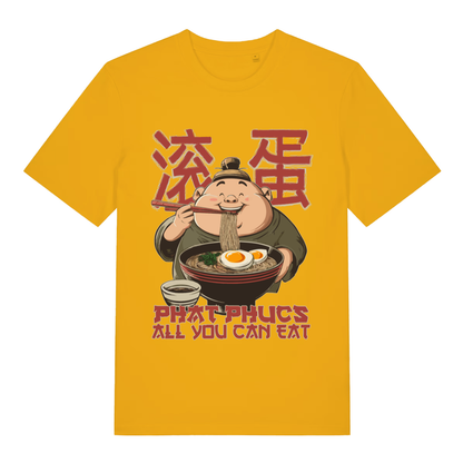 Yellow Phat Phucs All You Can Eat funny graphic t-shirt featuring ultimate cheeky food design  