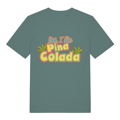 Green Bay Yes I Like Pina Colada women’s funny music slogan t-shirt with tropical text design  