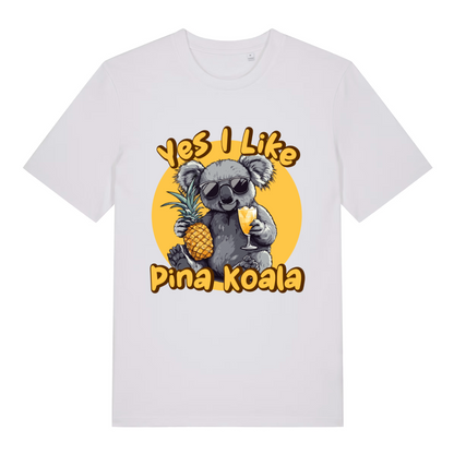 White Pina Koala funny graphic t-shirt featuring ultimate cheeky koala design  