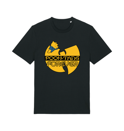 black music t-shirt with the graphic of a cartoon bear and 'pooh tang forever' 