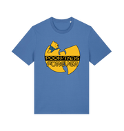 blue music t-shirt with the graphic of a cartoon bear and 'pooh tang forever' 