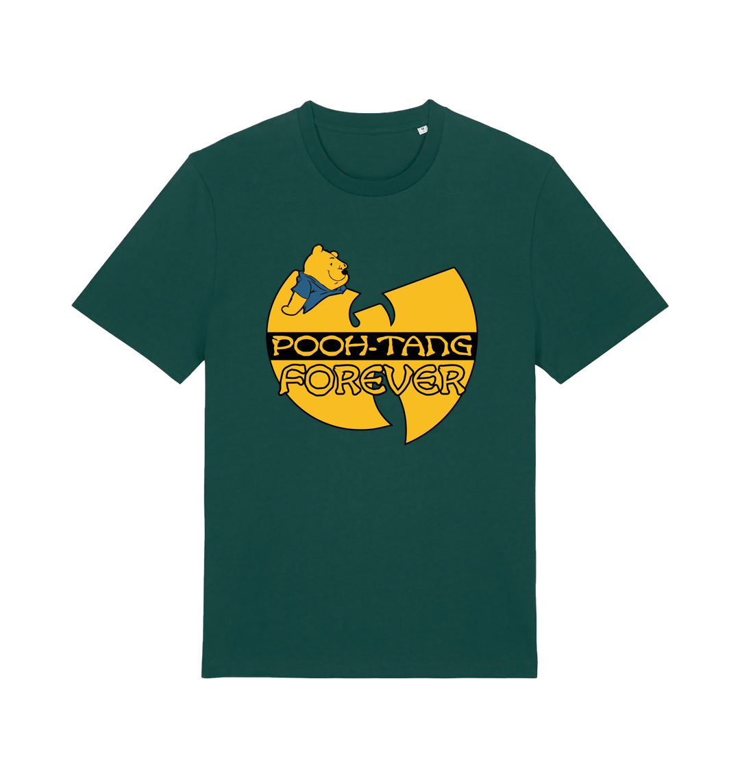 green music t-shirt with the graphic of a cartoon bear and 'pooh tang forever' 