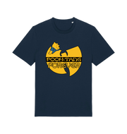 navy music t-shirt with the graphic of a cartoon bear and 'pooh tang forever' 