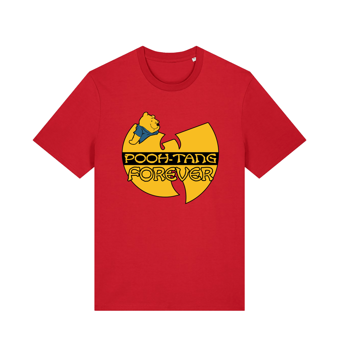 red music t-shirt with the graphic of a cartoon bear and 'pooh tang forever' 