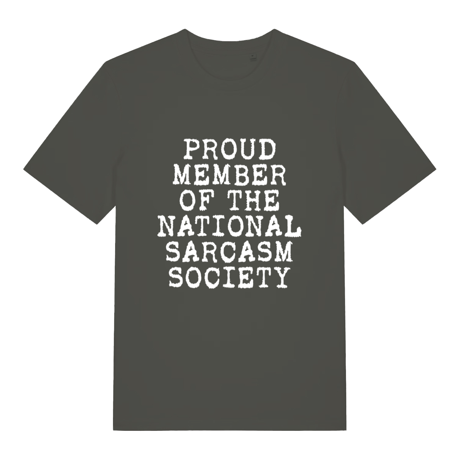 Khaki Proud Member Of The National Sarcasm Society funny slogan t-shirt with vibrant humorous artwork  