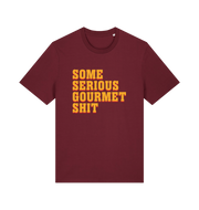 burgundy movie t-shirt with the slogan 'some serious gourmet shit'