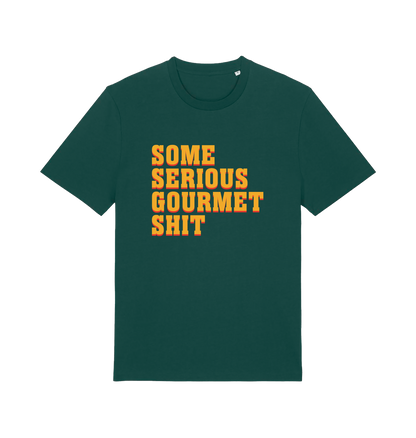 green movie t-shirt with the slogan 'some serious gourmet shit'