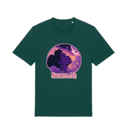 green music t-shirt with a purple graphic of a woman's profile and the slogan 'excuse me while i kiss the sky'