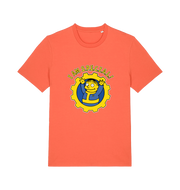 orange gaming t-shirt with the graphic of ralph wiggum in a vault tec uniform and the slogan 'i am special'