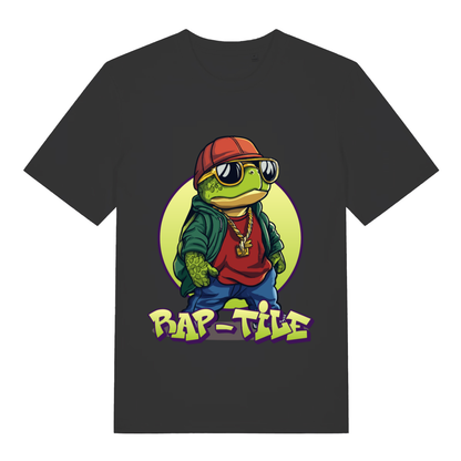 Black Rap-Tile funny graphic t-shirt with cool turtle rapper design  
