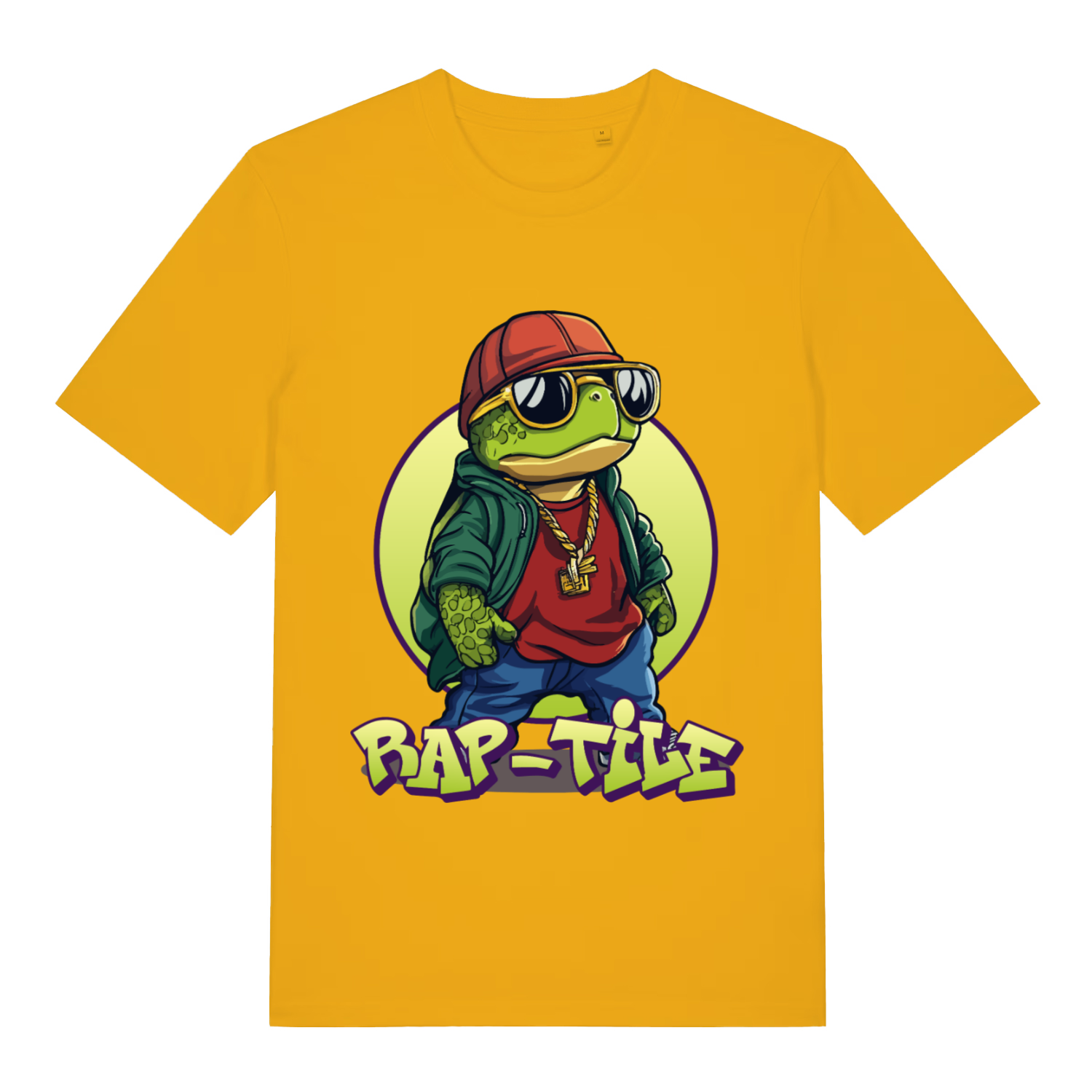 Yellow Rap-Tile ladies funny graphic t-shirt featuring ultimate cheeky reptile design  