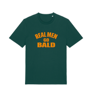 green funny dad t-shirt with the slogan 'real men go bald'