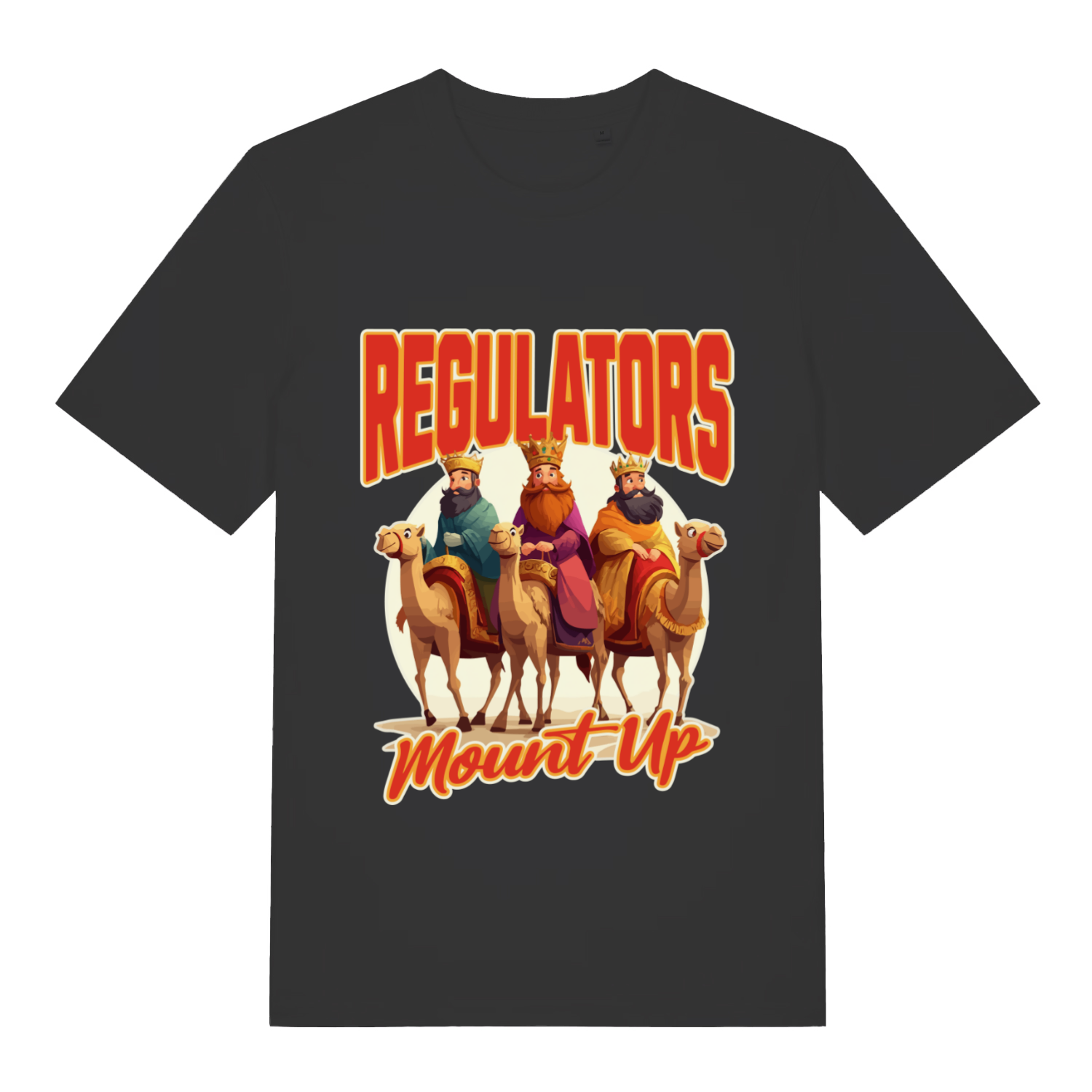 Black Regulators Mount Up funny Christmas graphic t-shirt with wise men on camels design  