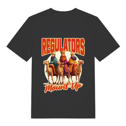 Black Regulators Mount Up funny Christmas graphic t-shirt with wise men on camels design  