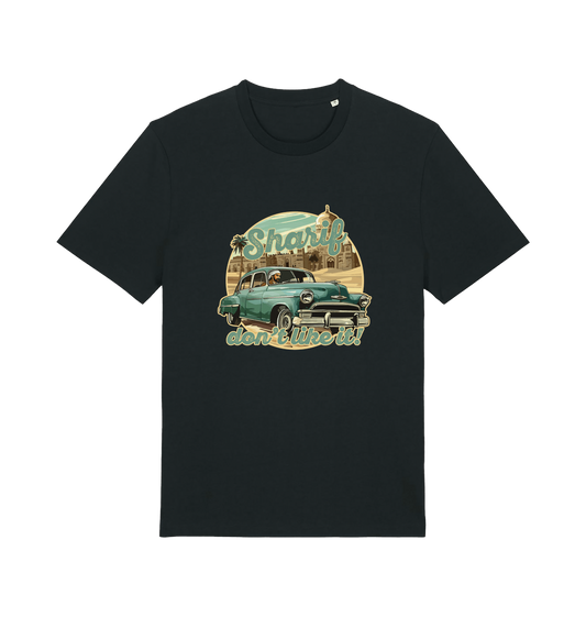 black music t-shirt with the graphic of a car and the slogan 'sharif don't like it'