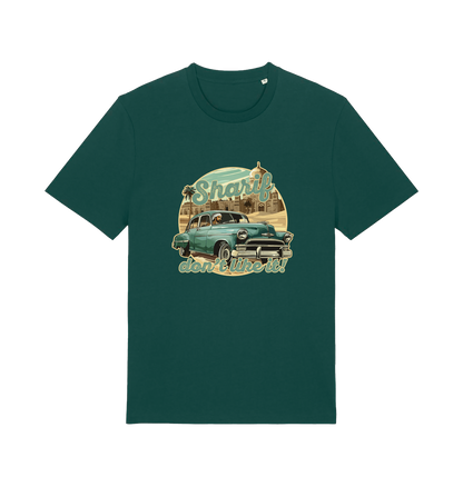 green music t-shirt with the graphic of a car and the slogan 'sharif don't like it'