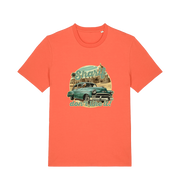 orange music t-shirt with the graphic of a car and the slogan 'sharif don't like it'