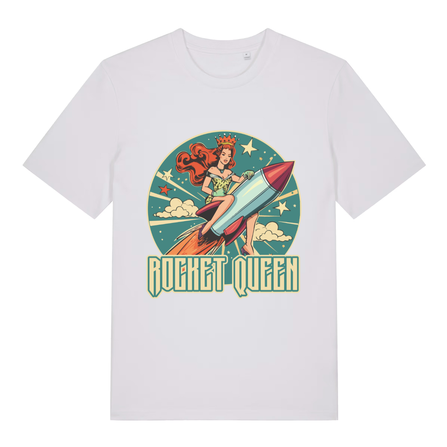 White Rocket Queen funny graphic t-shirt featuring ultimate music inspired design  