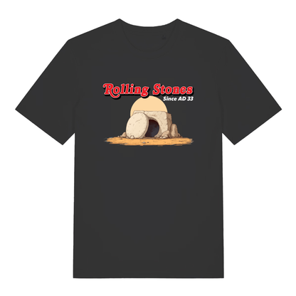 Black Rolling Stones Since AD 33 funny graphic t-shirt with empty tomb design  