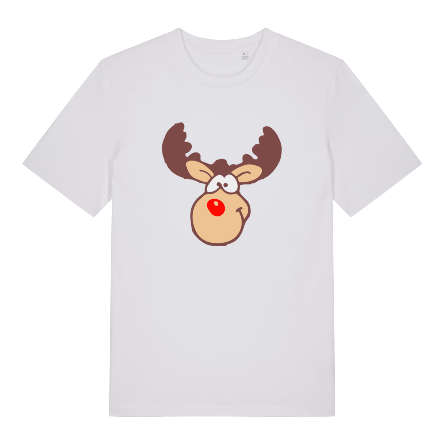 white christmas t-shirt with a graphic of rudolph