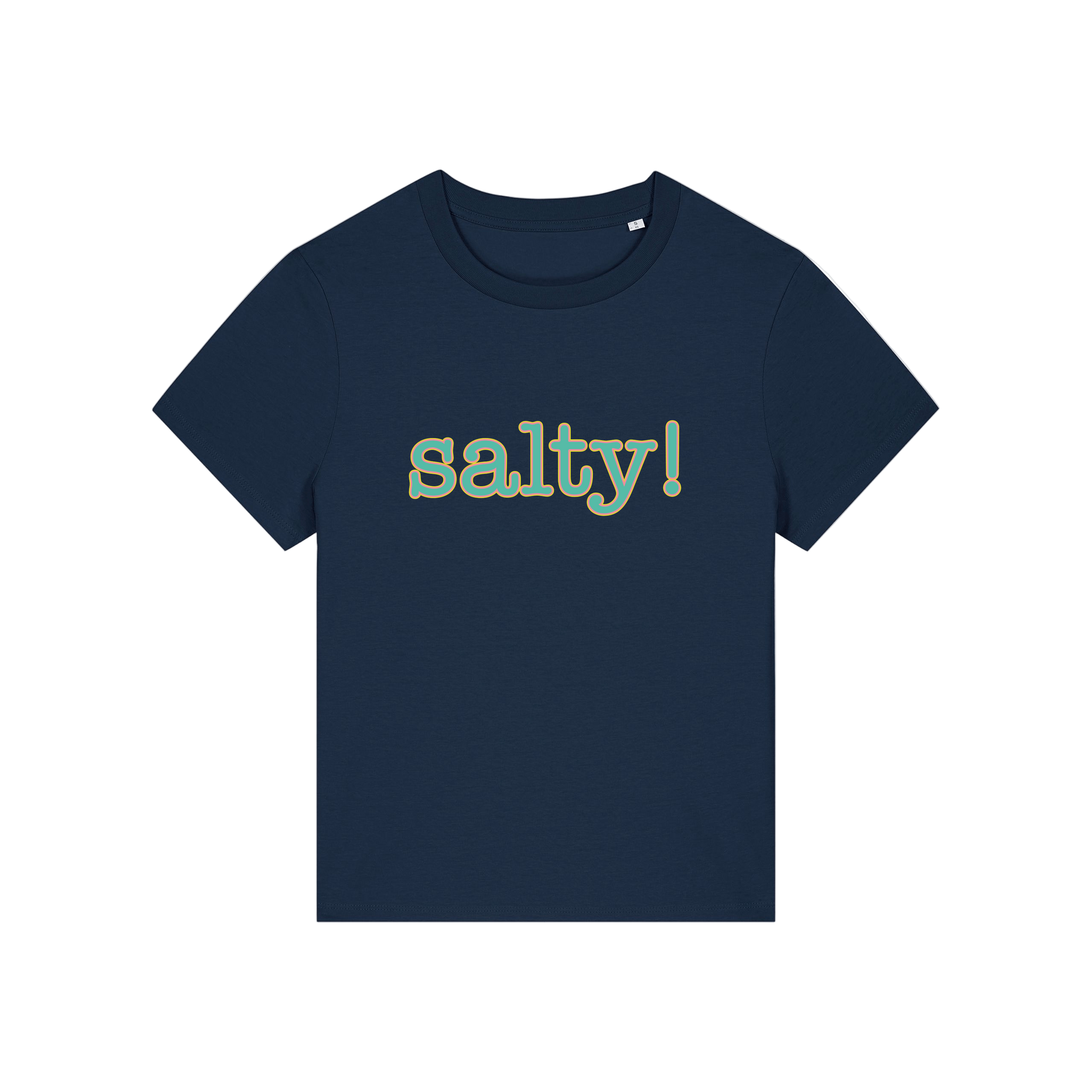 navy salty-womens-t-shirt-white-slogan-tee