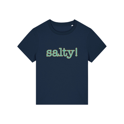 navy salty-womens-t-shirt-white-slogan-tee