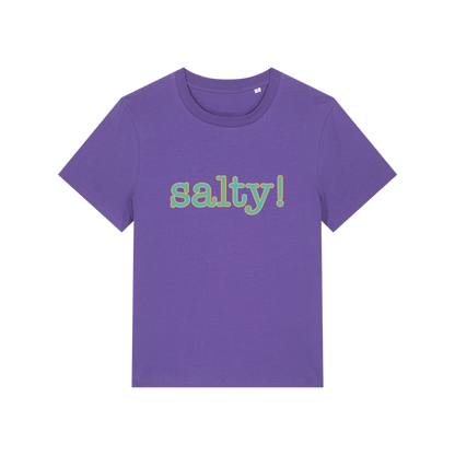 purple salty-womens-t-shirt-white-slogan-tee