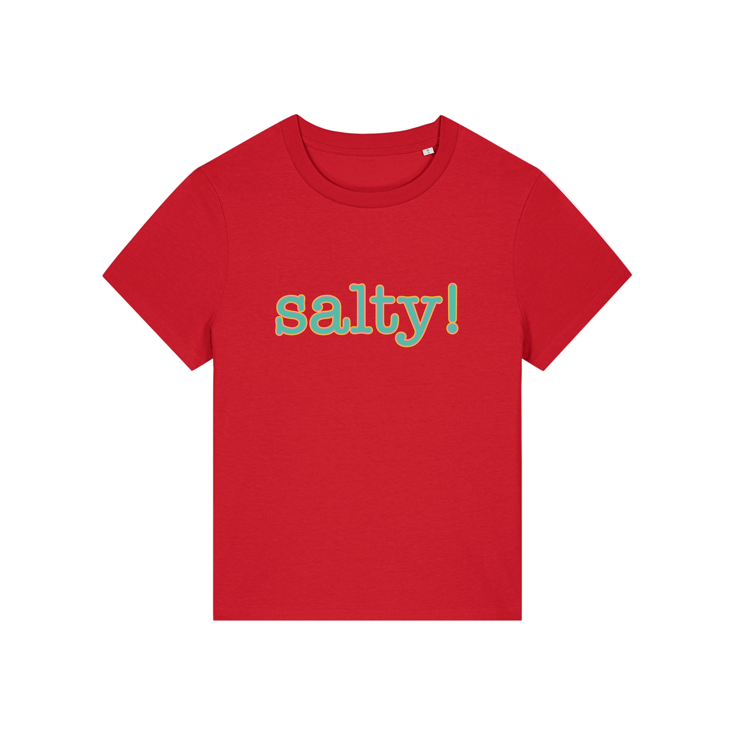 red salty-womens-t-shirt-white-slogan-tee