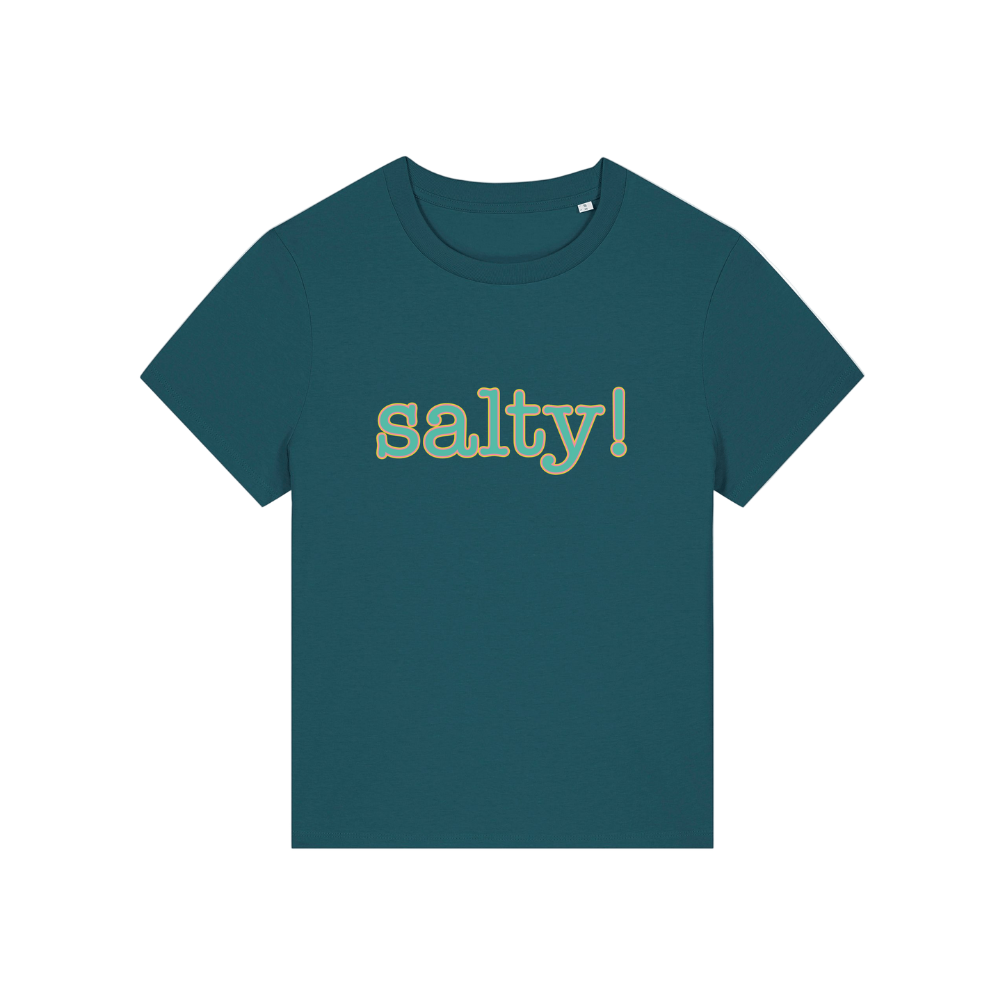teal salty-womens-t-shirt-white-slogan-tee