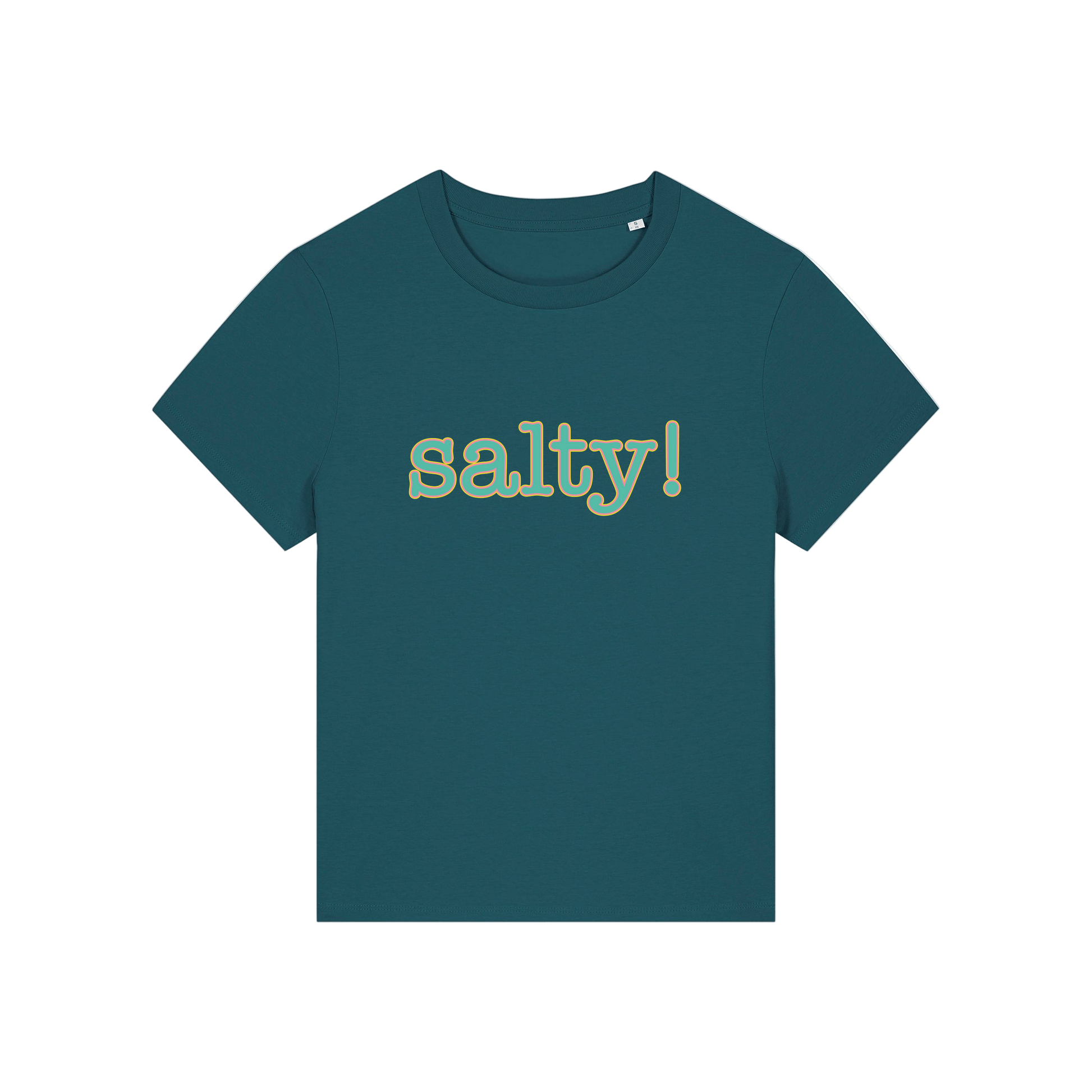 teal salty-womens-t-shirt-white-slogan-tee
