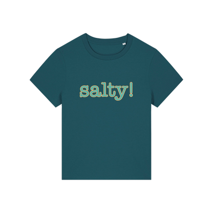 teal salty-womens-t-shirt-white-slogan-tee