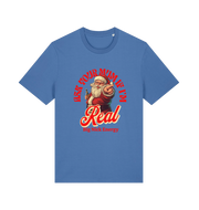 blue christmas t-shirt with the graphic of santa and the slogan 'ask your mum if i'm real'
