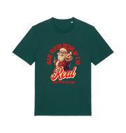 green christmas t-shirt with the graphic of santa and the slogan 'ask your mum if i'm real'