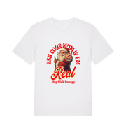 white christmas t-shirt with the graphic of santa and the slogan 'ask your mum if i'm real'