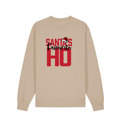 sand xmas sweater with the slogan 'santa's favourite ho'