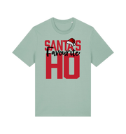 green xmas t-shirt with the slogan 'santas favourite ho'