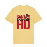 yellow xmas t-shirt with the slogan 'santas favourite ho'