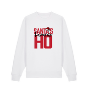 white xmas sweater with the slogan 'santa's favourite ho'