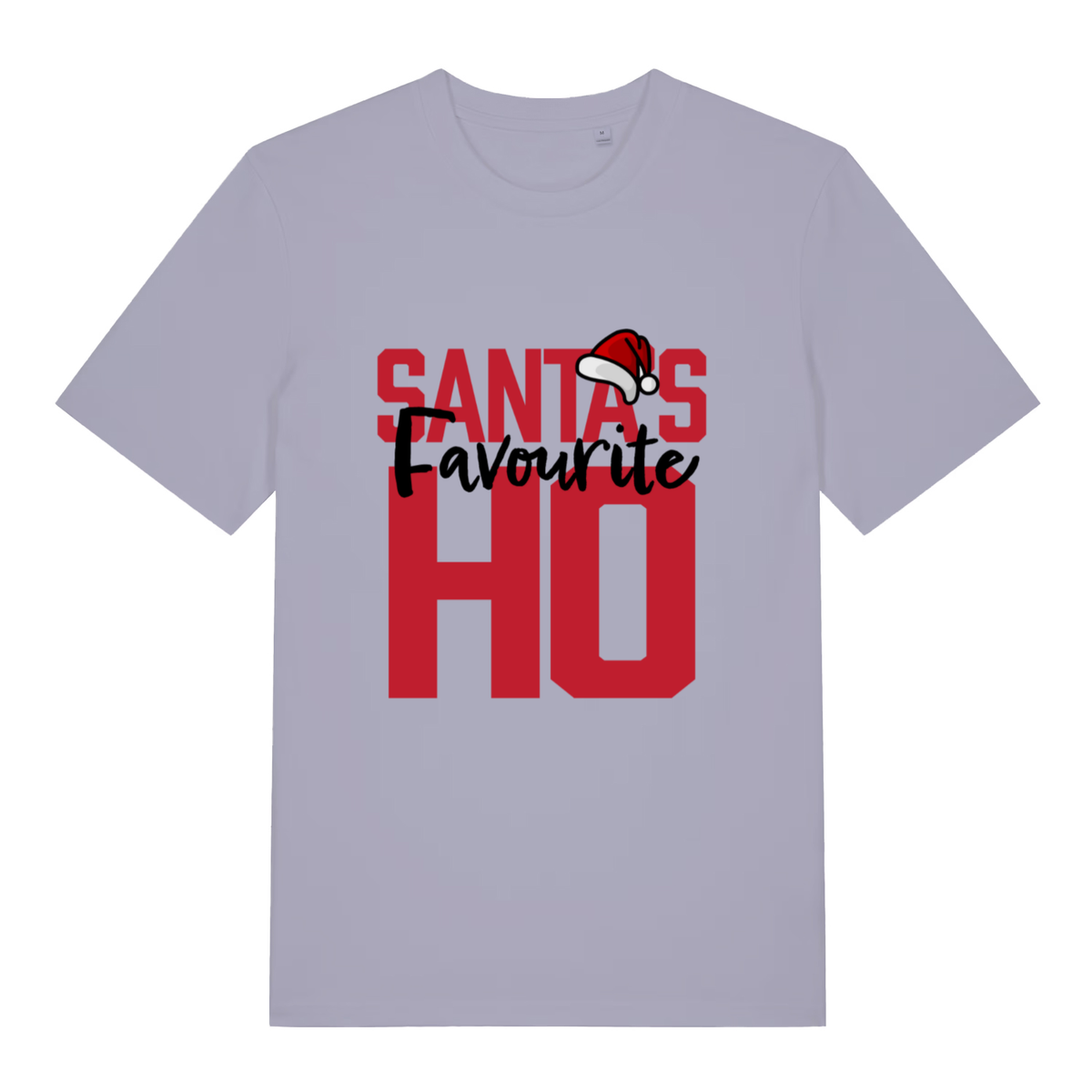 Lavender Santa’s Favourite Ho funny slogan t-shirt with cheeky Christmas lettering  