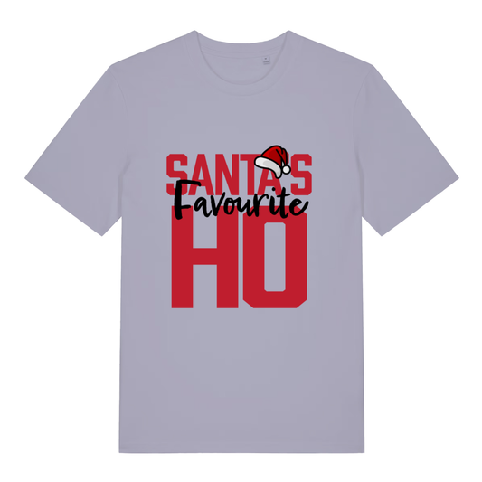 Lavender Santa’s Favourite Ho funny slogan t-shirt with cheeky Christmas lettering  