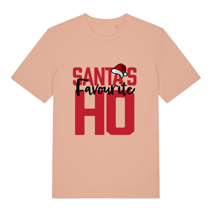 Peach Santa’s Favourite Ho funny slogan t-shirt showing ultimate Christmas rude text  
