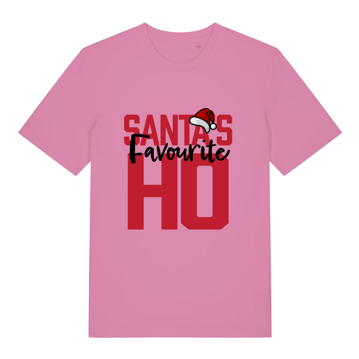 Pink Santa’s Favourite Ho funny slogan t-shirt featuring witty xmas statement design  