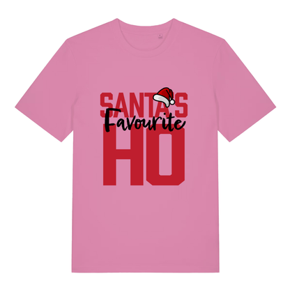 Pink Santa’s Favourite Ho funny slogan t-shirt featuring witty xmas statement design  