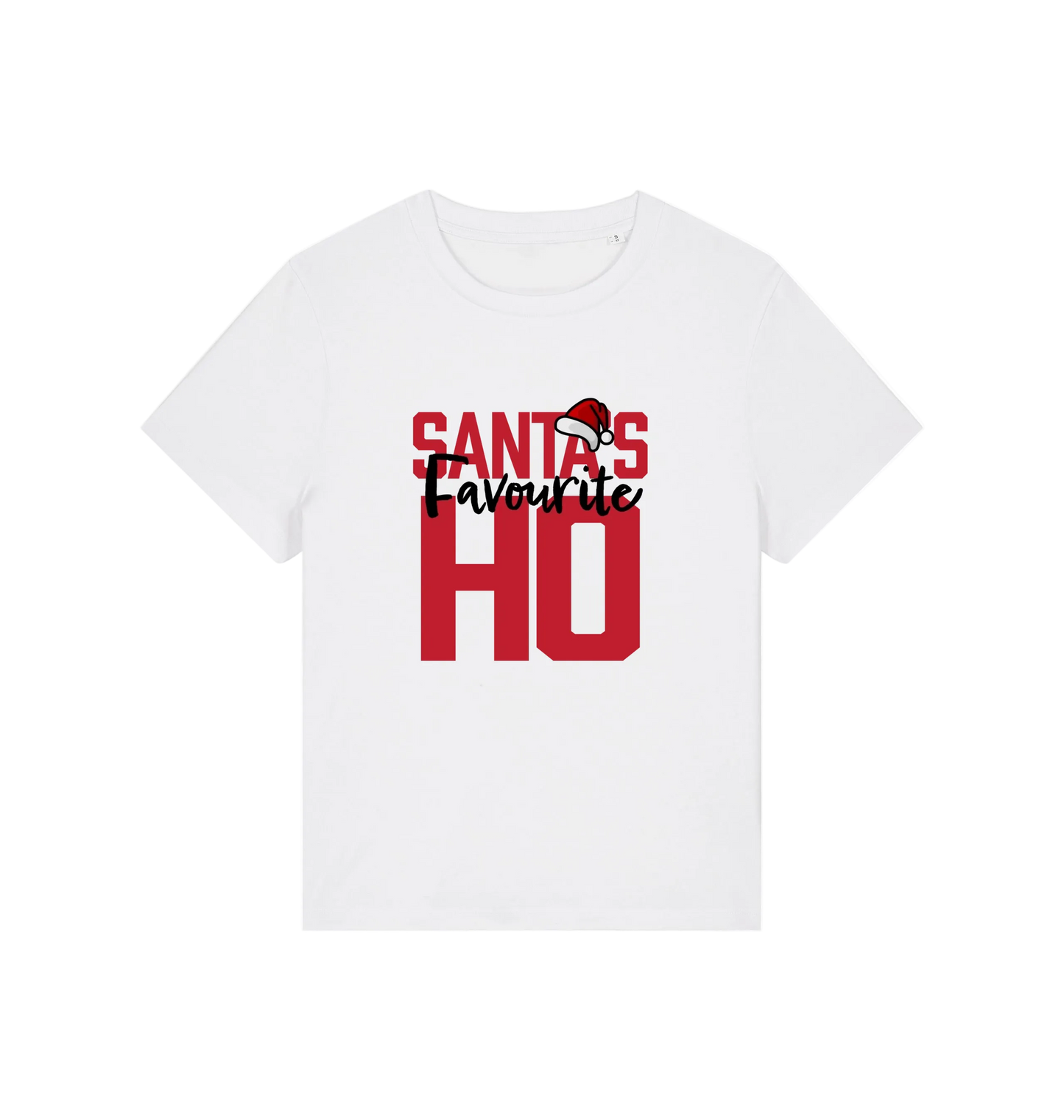 white christmas slogan t-shirt that reads 'santa's favourite ho'